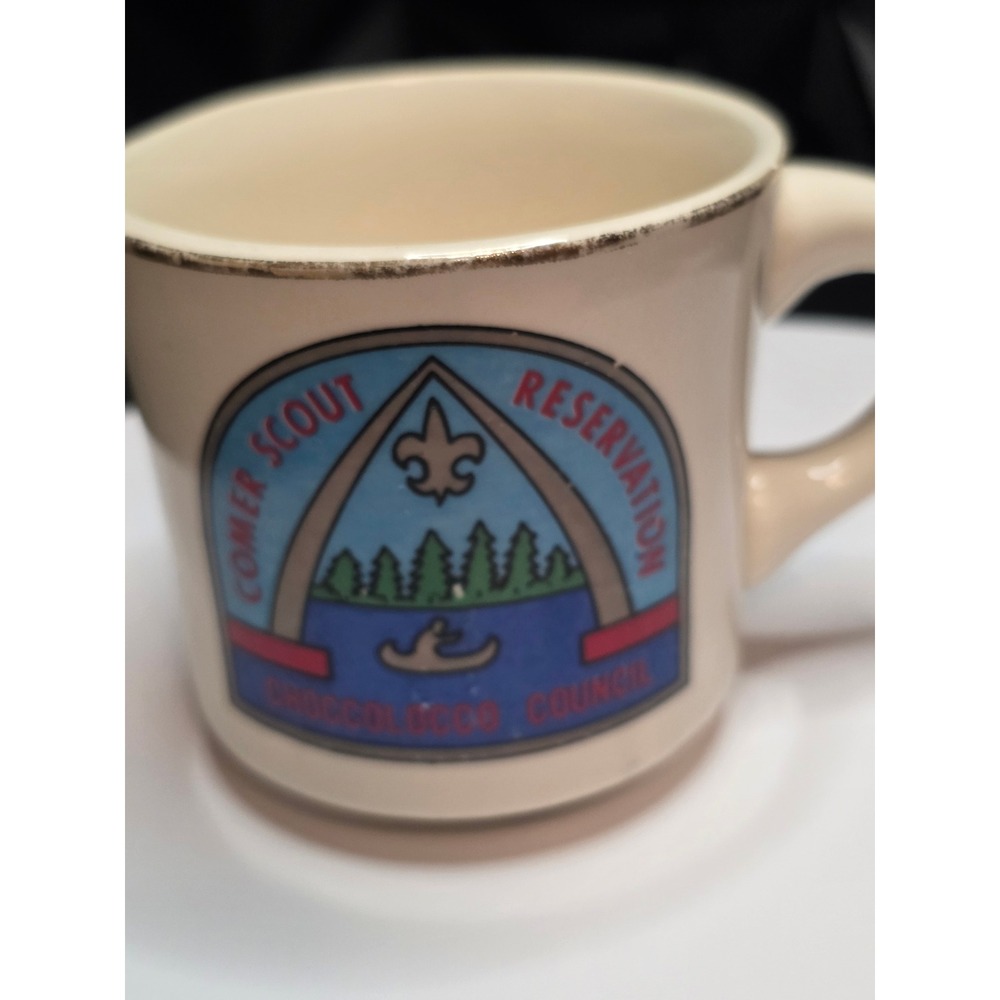 Vintage Comer Scout Reservation Choccolocco Council Coffee Mug USA Cream Ceramic